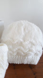 NZ made - White Merino Beanie and Bootie Set - Gift boxed