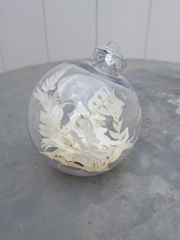 Christmas Bauble - White Fern - Small