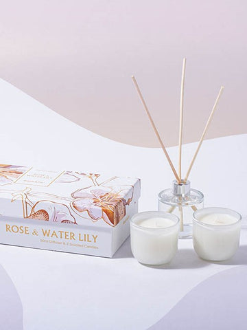 Candle & Diffuser Gift Set Rose & Water Lily